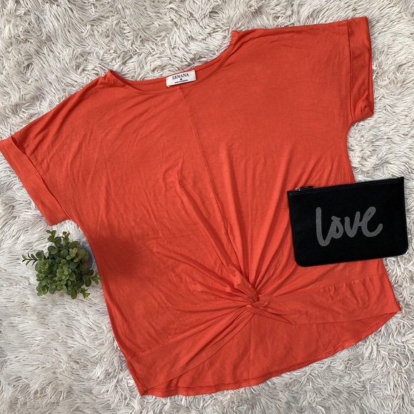 Zenana Twist Hem Dolman Top 💗 Orange - Picture 1 of 10